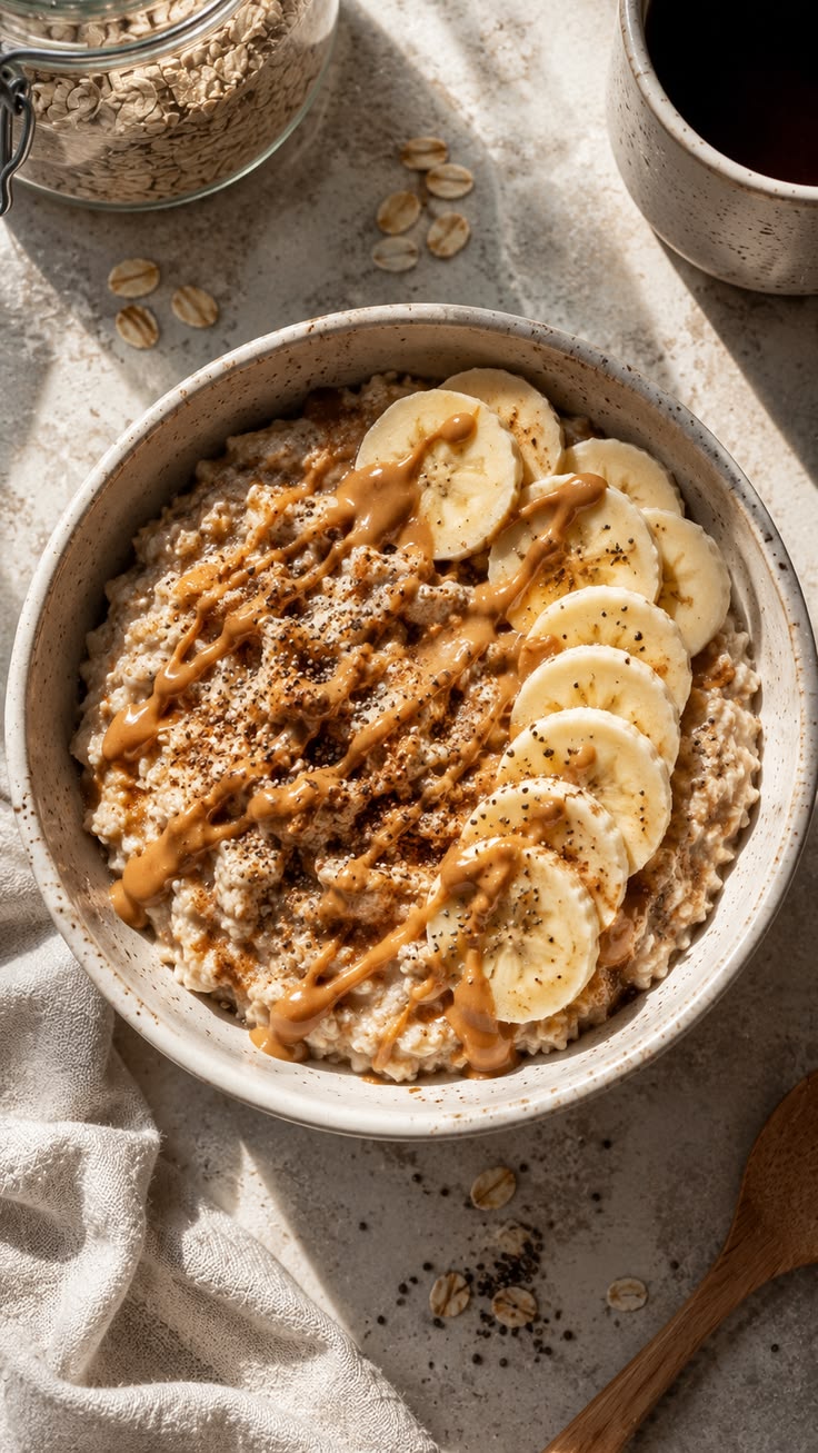 Mingau de aveia com banana e canela